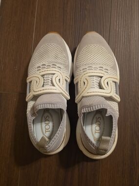 TOD'S Beige Knit Slip-On Sneakers